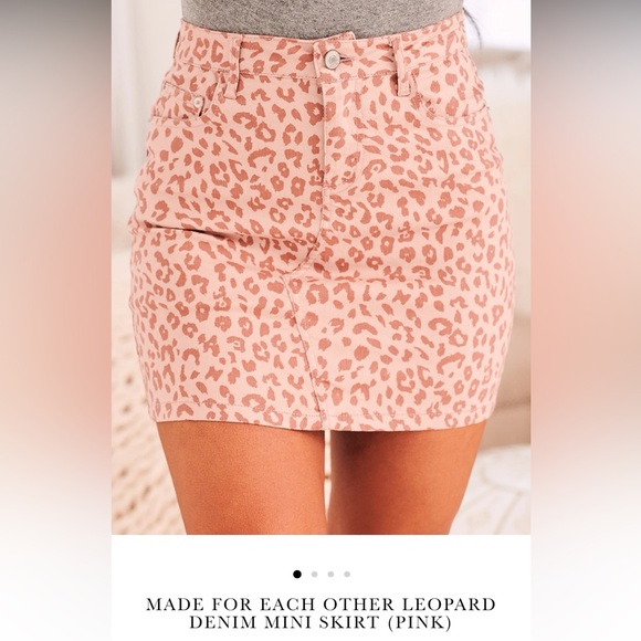 NanaMacs Dresses & Skirts - Made for each other leopard denim in soft pink